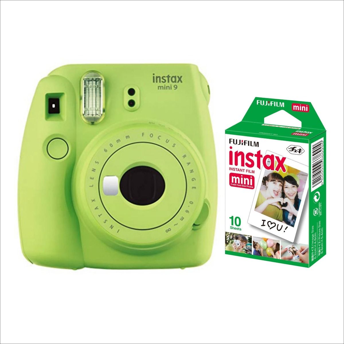 Fujifilm Instax Mini 9 Camera with 10sheets Film (Lime Green)