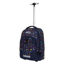 Side picture of High Sierra ZESTAR Wheeled Backpack with retracted telescopic pull handle in Little Galaxy Colour