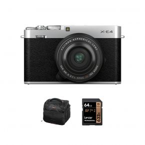 Fujifilm X-E4 Mirrorless Camera With XF27mm Kit and Accessories Kit (Silver)