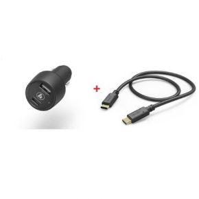 Hama 183329PDCC 30W USB-C Car Charger + USB TYPE-C to C 1.5M Cable (Black)
