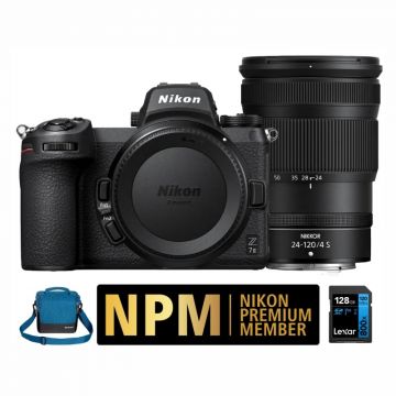 Front Picture of Nikon Z7 II Mirrorless Camera with 24-120mm f/4 Lens