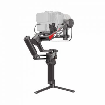 DJI RS 4 Pro gimbal stabilizer with a professional camera attached.
