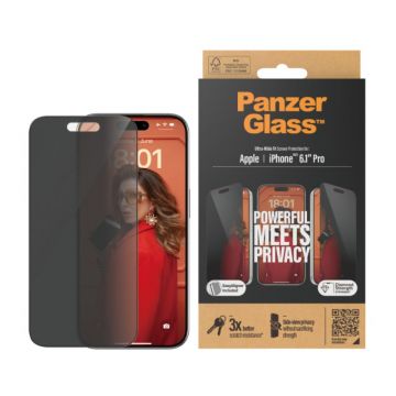 PanzerGlass Privacy Screen Protector for iPhone 15 Pro 