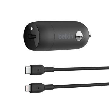 Belkin 30W PPS Car Charger With 4ft Lightning to USB-C Cable (Black)