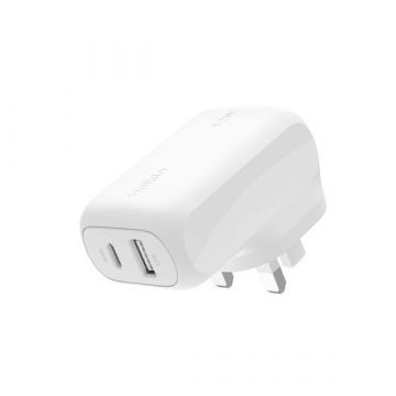  Belkin 42W  PD USB-C and USB-A Dual Wall Charger (White)