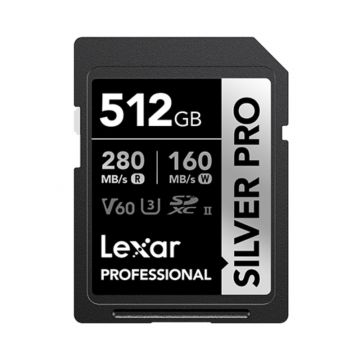 Lexar 512GB Professional SILVER PRO SDXC UHS-II V60 Memory Card