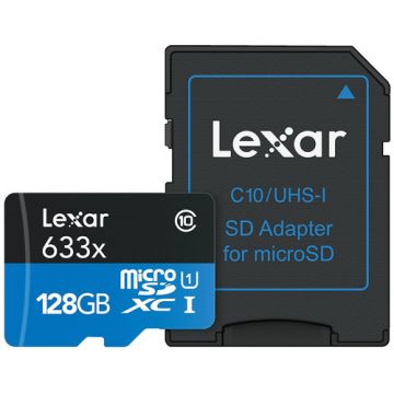 Lexar Professional Micro SD 128GB 633x Card with Adapter