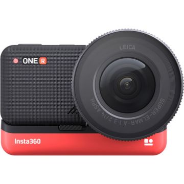 Perspective view of Insta360 One R 1 Inch Edition against a white background