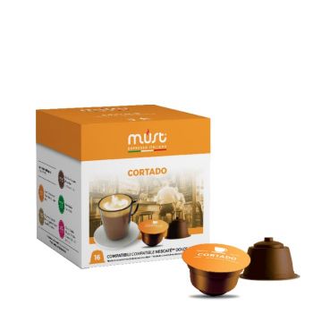 Perspective view of Must Espresso Dolce Gusto Compostable Capsule (Cortado)