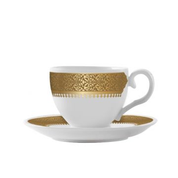 Cordoba Set of 6pcs Turkish Coffee Cups and Saucer (Gold)