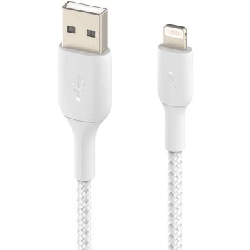 Belkin - Cable - Braided - A To Lightning - 3M - WHITE (BKN-CAA002BT3MWH)
