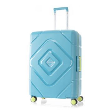 Front picture with dual telescopic handle of American Tourister TRIGARD Spinner 79cm TSA in Scuba Blue colour