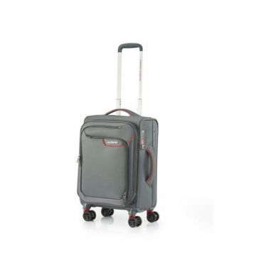  American Tourister Applite Grey Red 55cm Luggage with Recessed TSA Lock
 