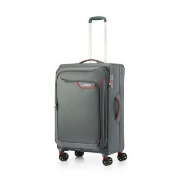 American Tourister Applite Grey Red 77 cm Luggage with Recessed TSA Lock


