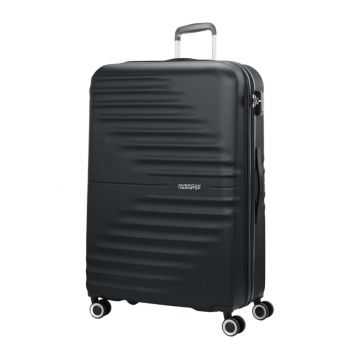 Perspective view of American Tourister TWIST WAVES Hard Shell Spinner 88cm in Universe Black 