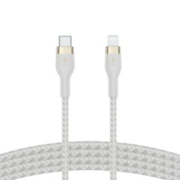 front image of Belkin Braided Silicone Lightening to TYPE-C Cable (1 Meter in White colour