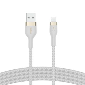 Picture of Belkin Braided Silicone USB-A to Lightening Cable 3 Meter White