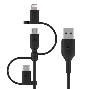 BELKIN 1.2M Universal Cable  (3 IN 1) -  Lighning - Micro & Type C - BLACK