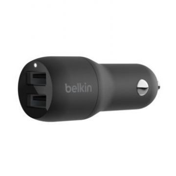 BELKIN Boost Charge Dual USB-A Port Car Charger 24W - Black (BKN-CCB001BTBK)