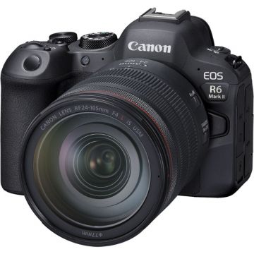 Perspective view of Canon EOS R6 Mark II Camera with RF 24-105mm lens