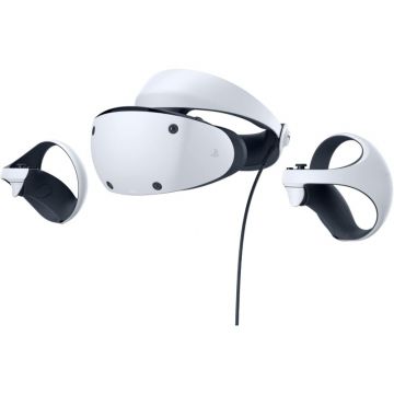 PlayStation VR2 headset with two OLED displays and adjustable headband.
