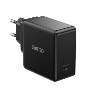 Perspective view of Choetech Q4004 fast wall charger with USB Type C connector 