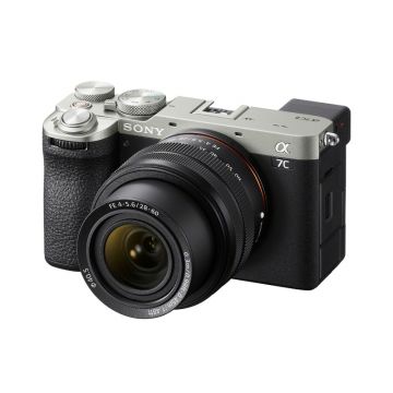 Perspective view of Sony A7C II Mirrorless Camera with FE 28-60mm Lens.
