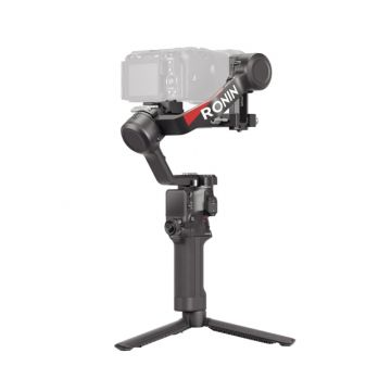 DJI RS 4 gimbal stabilizer with camera attached
