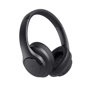 Wireless headphones with noise-cancellation technology and foldable design.