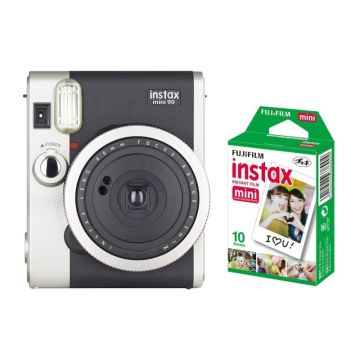 Fujifilm Instax Mini 90 Camera with 10 Sheets Instant Film (Black)