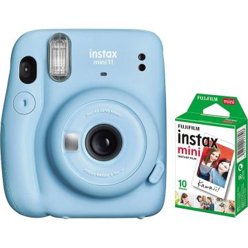 Fujifilm Instax Camera Mini 11 With 10Sheets Film Pack (Sky Blue)