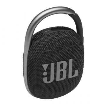 Perspective view of Harman House JBL Clip 4 Portable Bluetooth Speaker (Black)