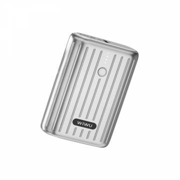 Perspective view of WIWU REMOVA 10000mAh MINI Power Bank in Silver