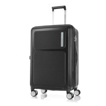  American Tourister Maxivo jet black 68 cm Luggage with StePause™  Wheels Stopper

