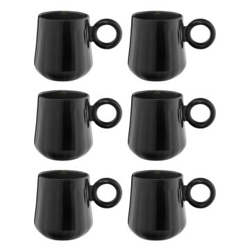 Shaze Coffee/Tea Mugs Set of 6 (Black)