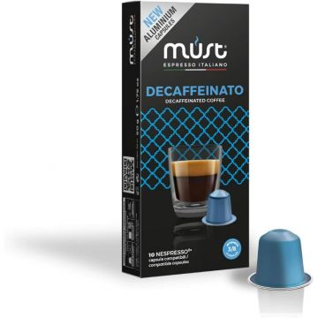 Perspective view of Must Espresso Nespresso Compatible Aluminum Capsule Decaffeinated
