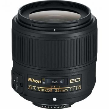 Perspective view of Nikon AF-S 35mm f/1.8G ED Lens 
