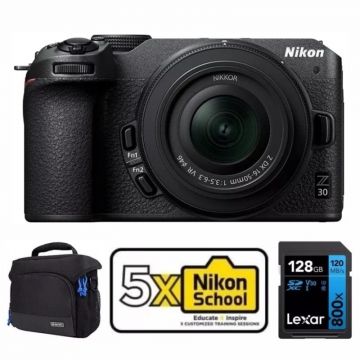 Nikon Z30 Mirrorless Camera with Z DX 16-50mm f/3.5-6.3 VR Lens , Nikon School subscription, Camera case and memory card