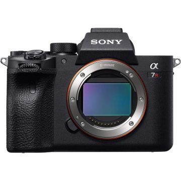 Front view of Sony α7R IV Camera with advanced imaging technology.