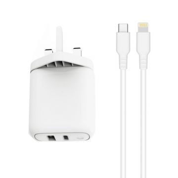 Trands TR-AD6489 Travel Charger With Type C To Lightning Cable