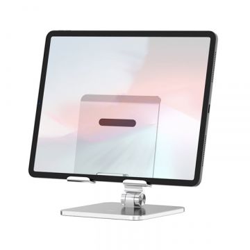 Perspective view of WIWU ZM305 Desktop Stand for Tablets in Silver