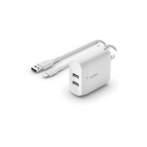 Belkin - Wall Charger - Dual USB-A + 1M PVC A-LTG - 24W - WHT