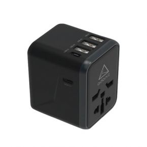 ADONIT Universal Adapter 3A2C - International Wall Charger PD 61W (3 USB-A + 2 USB-C) - Black