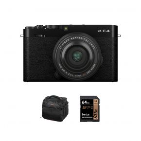 Fujifilm X-E4 Mirrorless Digital Camera with XF 27mm f/2.8 R WR Lens with Accessories Kit (Black)
