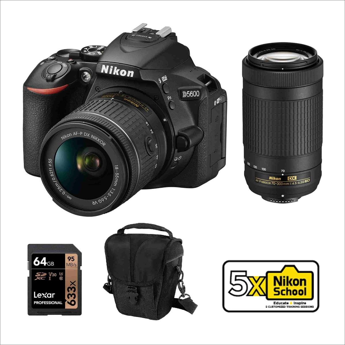 Nikon D5600 DSLR Camera With 18-55mm and 70-300mm Lenses Bundle