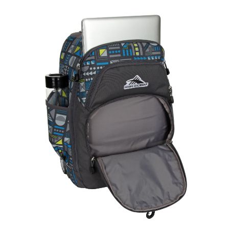 Picture of High Sierra JARVIS Wheeled Backpack (Modern Geo) with open front compartment and separate laptop compartment 