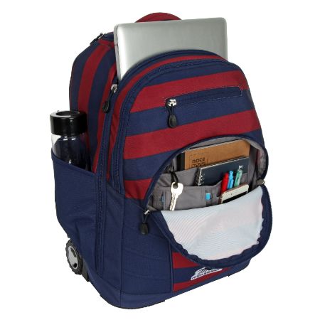 Picture of Organized interiors and multi-compartmental designed pockets in High Sierra LOOP Wheeled Backpack (Rugby Stripe)