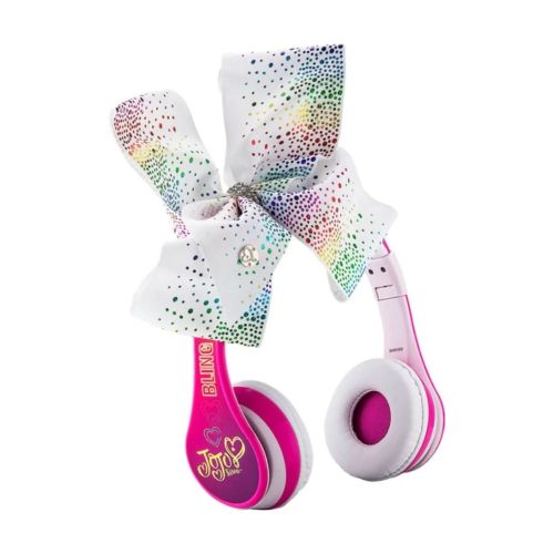 A Picture of KIDdesigns JOJO SIWA Youth Wireless Headphones in White and Pink Colour