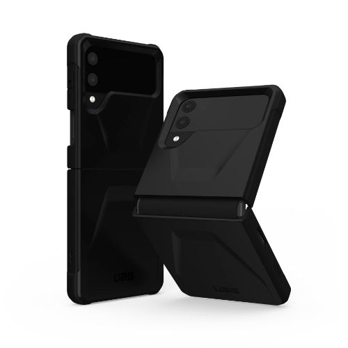 UAG Civilian Samsung Galaxy Z Flip4 CASE in Black colour partially folded and unfolded